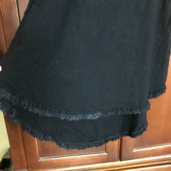 Umgee Black Dress High Low Fringe Hem Swing Short Sleeve Small - Picture 4 of 6